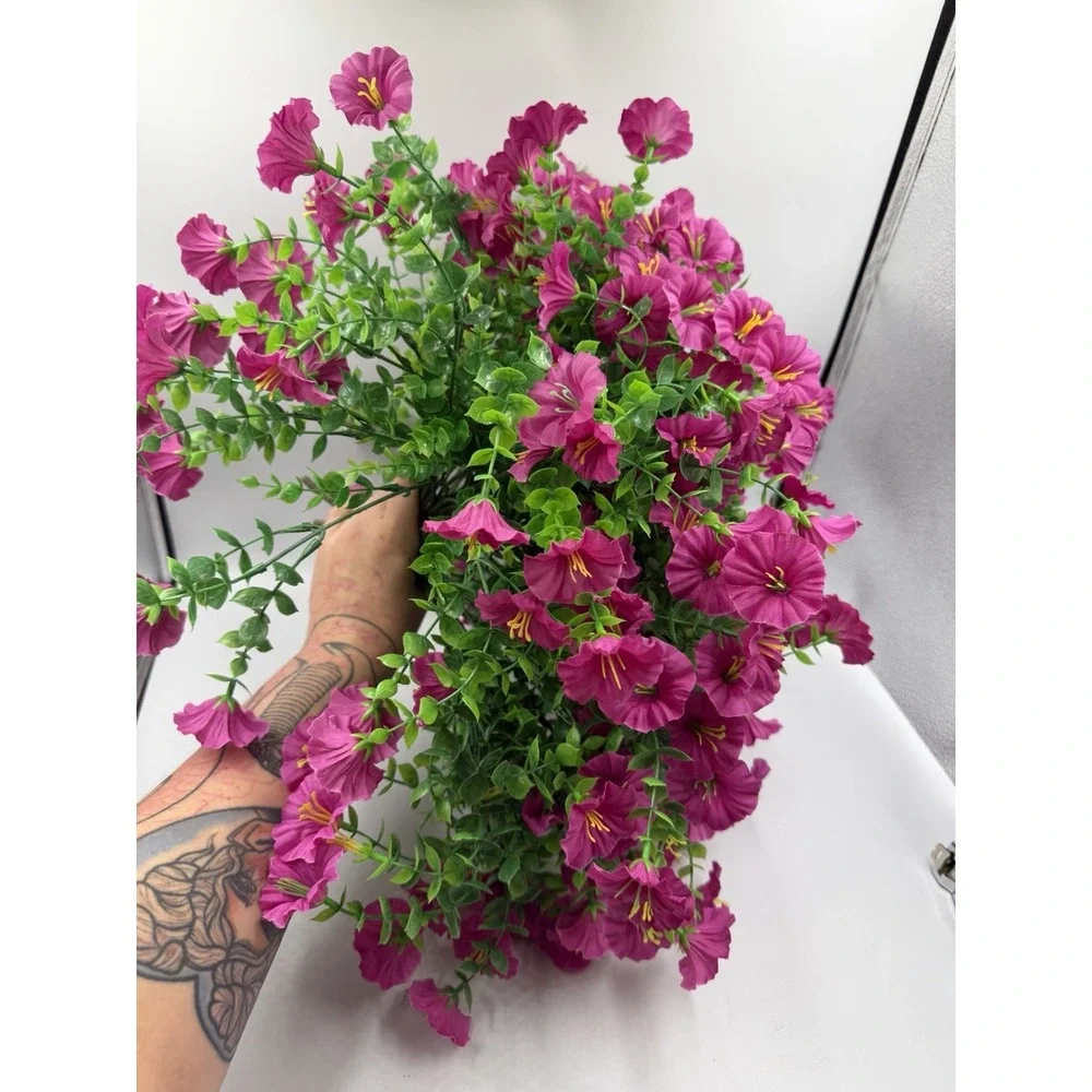 12 Pcs Artificial Hanging Calibrachoa (Million Bells) Pink Floral Arrangement